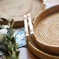 thumbnail image 4 of Round Rattan Bread Basket Woven Serving Tray with Handles for, 4 of 6