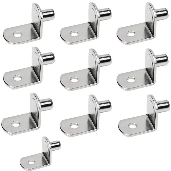 Shelf Support Pegs, Shelf Pegs with Hole, Cabinet Shelf Bracket Pegs, L-Shaped Nickel Plated Shelf Pins Holders for Bookcase Kitchen Closet Shelf Shelves Furniture Cabinet, 20 Pcs, 1.08x0.5"