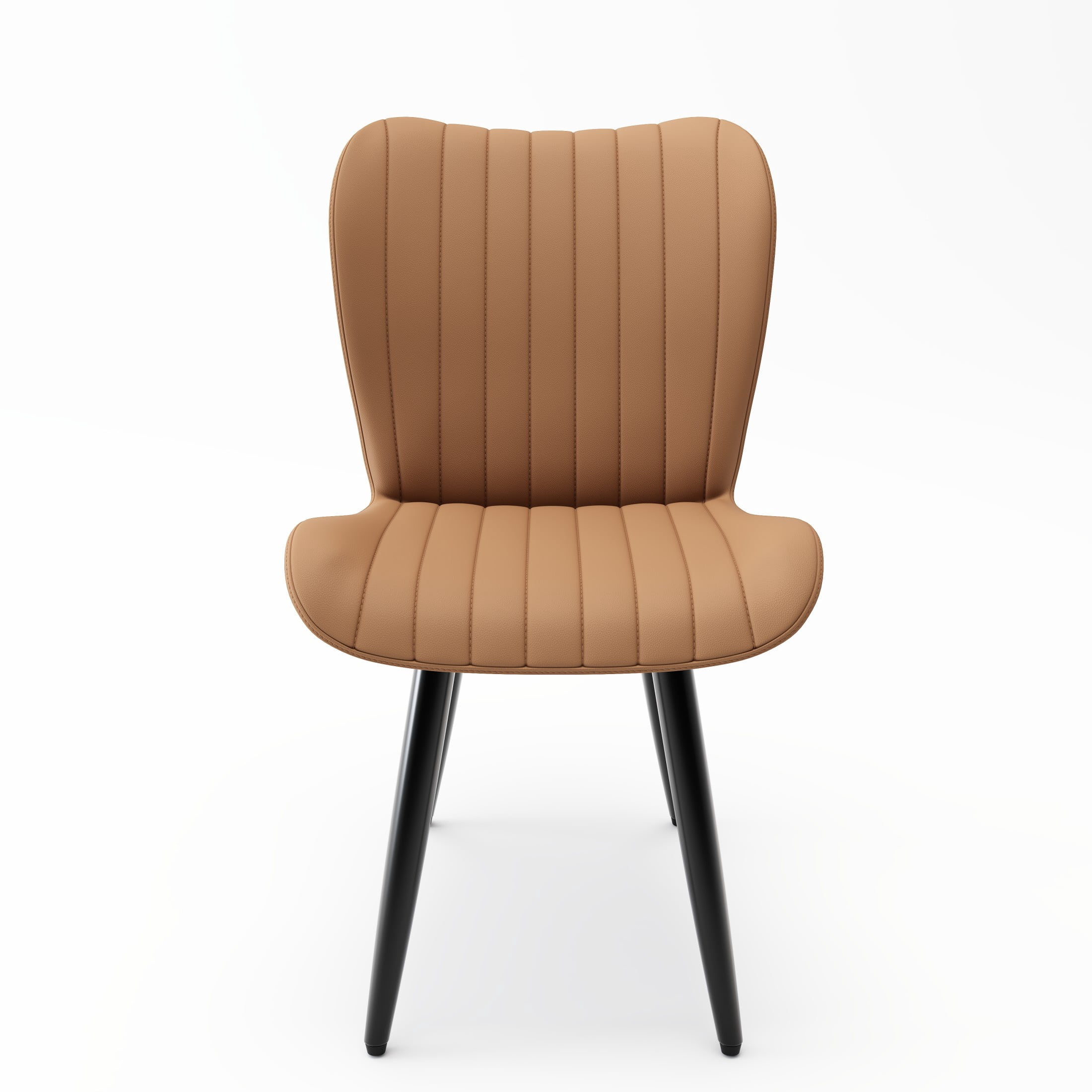 Noble House Modern PU Leather Dining Chairs with Metal Legs, Armless Padded Side Chairs, Kitchen, Brown, Set of 4