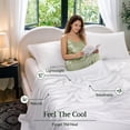 thumbnail image 5 of Sonoro Kate 100% Organic Cooling Bamboo Sheets, King Sheet Set 4-Piece with 16" Deep Pocket, Silky Smooth Luxury Bed Sheets, White, 5 of 7
