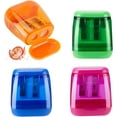 thumbnail image 1 of Colored Pencil Sharpeners Manual, Hand Held Small Compact Pencil Sharpener for Kids with Lid Dual Hole, (8-11mm) No.2/Makeup Pencils Classroom Adults Artist Students School Home Office -4PCS Colored, 1 of 5