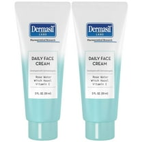 Dermasil Daily Face Cream, Fragrance-Free, 2-Pack, Lightweight Moisturizer with Hyaluronic Acid, Rose Water & Witch Hazel, 2 Oz Ea