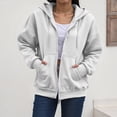 thumbnail image 2 of Godom Women's Drawstring Zip Up Cute Hoodies Fall Jacket Oversized Casual Solid Color Sweatshirts with Pocket, 2 of 5