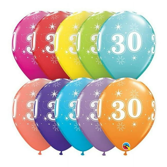 11 inch Qualatex 30-A-Round (6 Pk) Latex Balloons (6 Pack) - Party Supplies Decorations