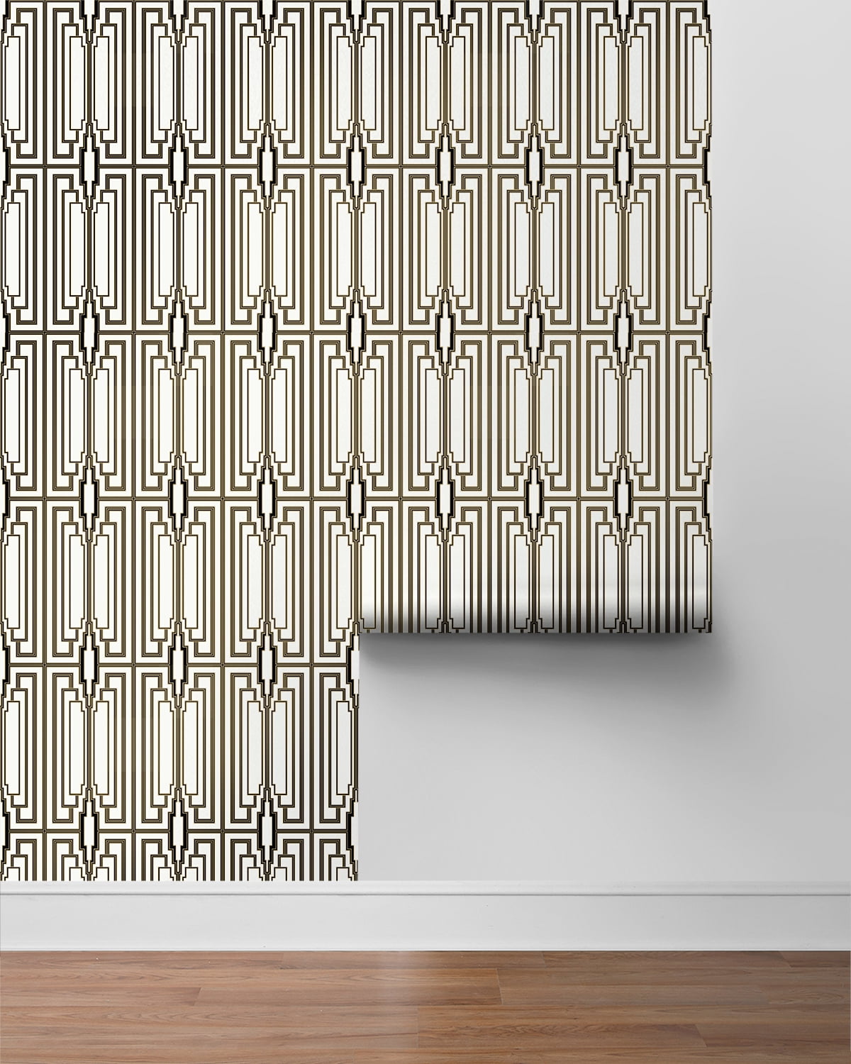 NextWall Ebony & Gold Manhattan Deco Peel and Stick Wallpaper