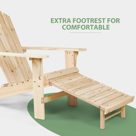Adirondacks Weather iCaber Deluxe Oversized Reclining Adirondack Chair with Pullout Ottoman, Powder White - Looks Like Wood | All Weather Waterproof Material | Poly Resin Adirondack | Lounge Chair Outdoor ()