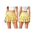 thumbnail image 2 of Womens Mini Skirt Lace Floral Tiered Ruffle Low Waist Side Drawstring Going Out Cake Skirts, 2 of 9
