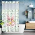 thumbnail image 6 of Easter Rabbit No Hooks Shower Curtain with Snap-in Liner Spring Bunny Ears Foot Colored Floral Green Plaid Shower Curtains for Bathroom, Waterproof, Easy Install, Washable 36"x78", 6 of 9