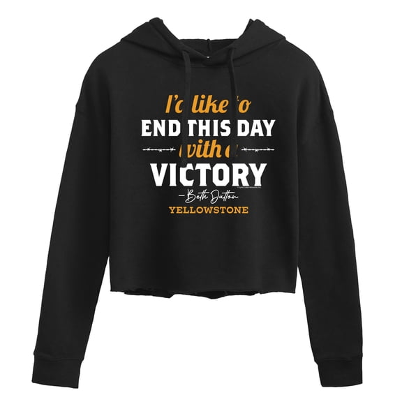 Yellowstone - I'd Like To End This Day With A Victory - Juniors Cropped Pullover Hoodie