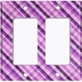 thumbnail image 6 of Metal Light Switch Plate Outlet Cover Vintage Purple Plaid Wallpaper WAL037, 6 of 13