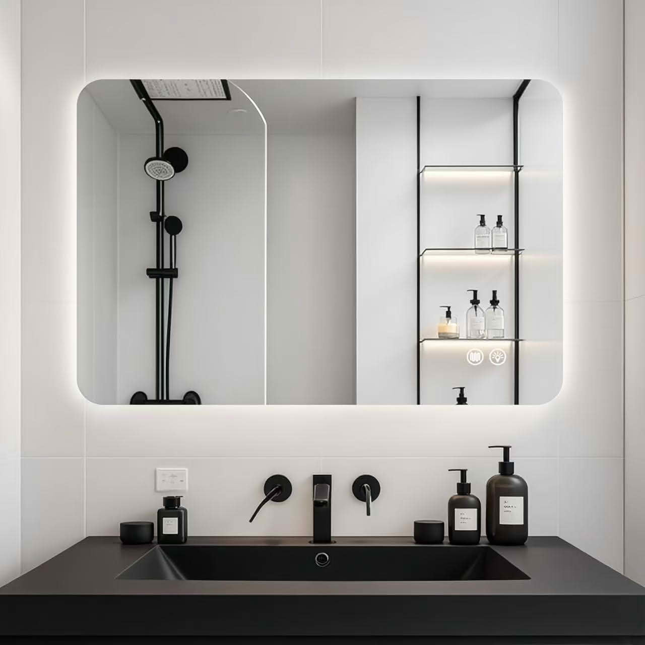 MAYEERTY 24"x36" Rectangular Backlit Bathroom Wall Mirror, for Bathroom Makeup and Grooming