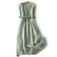 thumbnail image 1 of Robes pour Femmes 2024 Été Oversize Rétro Ample Coton et Lin à Lacets Manches Trois Quarts Amincissantes Couleur Unie Petite Robe Fraîche Rabais de 50 % Liquidation!, 1 of 7