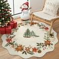 thumbnail image 2 of Moynesa 4' Christmas Round Area Rug for Living Room, Xmas Tree Floral Rug Washable Rug Non Slip Boho Circle Carpet Holiday Decor Soft Accent Rug for Bedroom Dining Room, Beige, 2 of 10