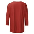 thumbnail image 4 of Womens Clothing Homenesgenics Woman Clothes under $5 Women's Casual Solid Color Round Neck Three Quarter Sleeve Blouse Red XL, 4 of 5