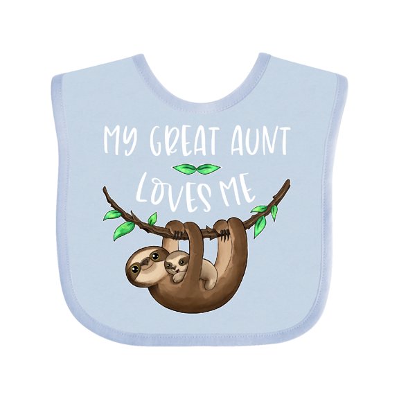 Inktastic My Great Aunt Loves Me Cute Sloth and Baby Boys or Girls Baby Bib