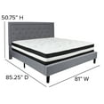 thumbnail image 4 of BizChair King Size Panel Tufted Upholstered Platform Bed in Light Gray Fabric with Pocket Spring Mattress, 4 of 6