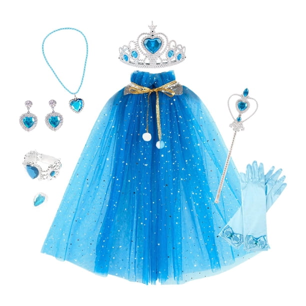 Conjunto de disfraz de princesa jinwen Disfraz de princesa infantil para niñas Azul