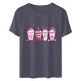 thumbnail image 4 of mihongmao Valentine Tops for Women Short Sleeve Women Casual Round Neck Short-sleeved Christmas Tree Printed T-shirt Dark Gray XL, 4 of 6