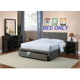 thumbnail image 5 of Transitional Style Grey Polyfiber 1pc Queen Size Bed Tufted Headboard Under Bed Storage Drawers Footboard Plywood Bedframe, 5 of 7