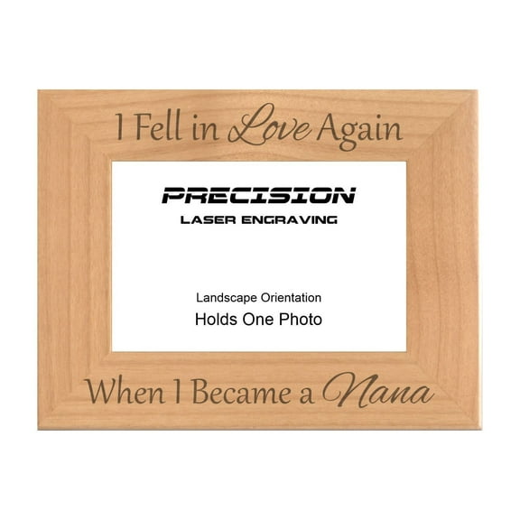 PrecisionNC Engraving Gift for Grandma Fell in Love Again When I Became a Nana Engraved Natural Wood Picture Frame 4x6 Landscape