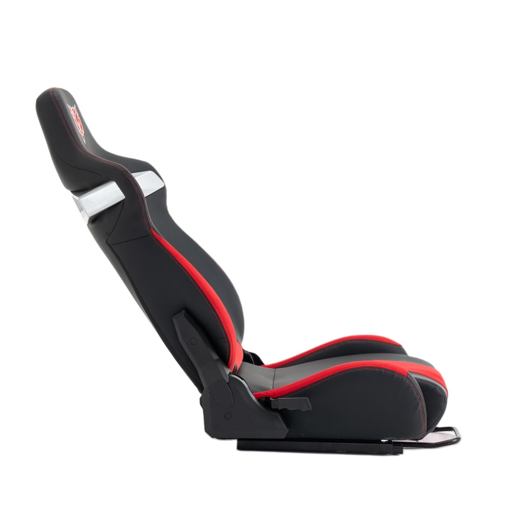 DECMAY Universal Reclinable Racing Simulator Seat – Bucket Style Sport Seat with Adjustable Lock Slide, Red+Black PU Leather & Iron/PVC Frame for PS5/PS4/Xbox/PC