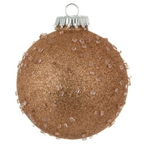 Vickerman 4" Rose Gold Ice Ball Ornament. This textured ornament has a rough and icy look with a hint of delicate sparkle. Incorporate these ornaments into your holiday design for added texture. Inclu