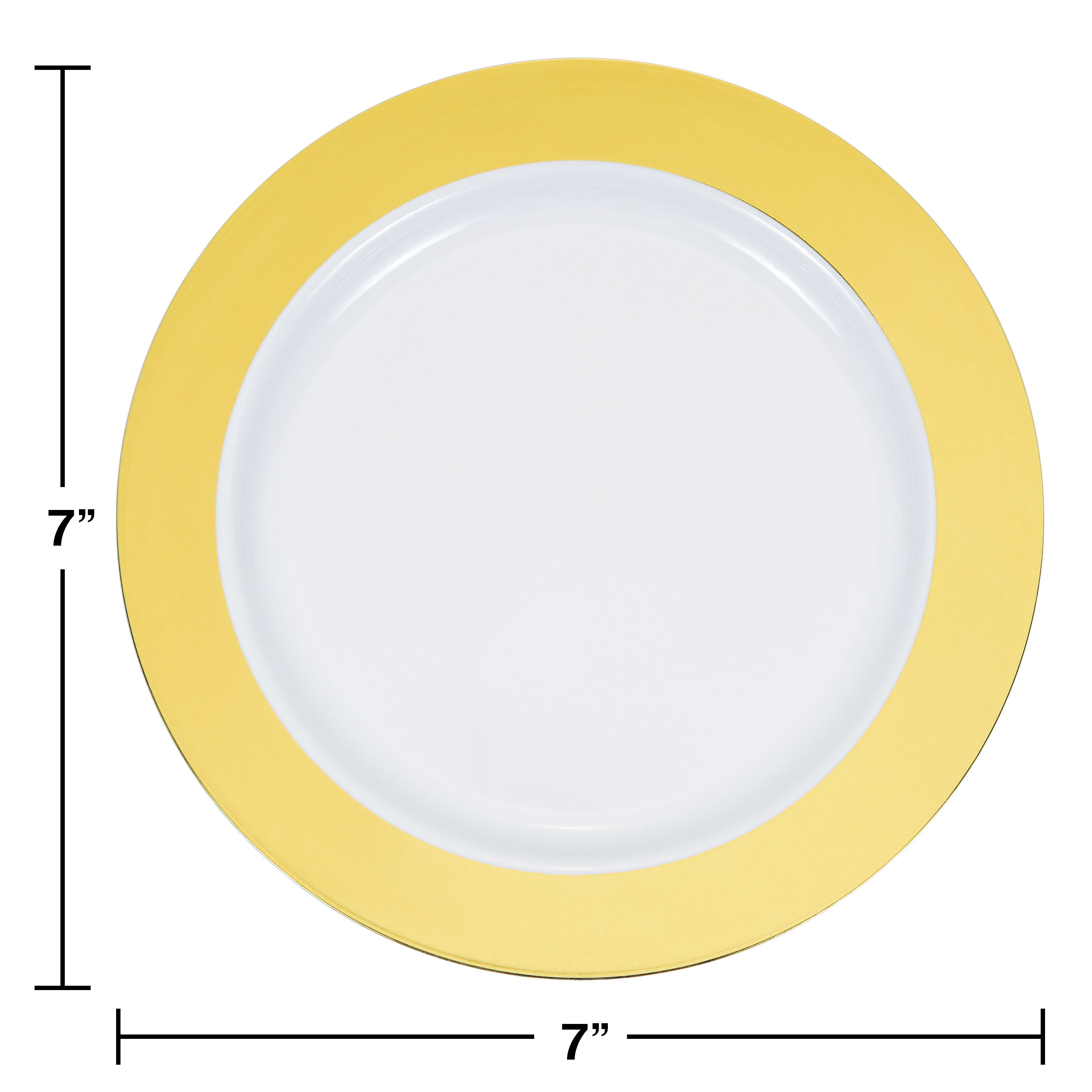 Gold Rim Round Plastic Dessert Plates 30 Count for 30 Guests