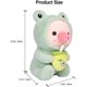 thumbnail image 2 of Animal de peluche (sudadera con capucha de rana) almohada de peluche de cerdo de 9.8 pulgadas, muñeco de peluche de dibujos animados verde suave reversible, cerdos, bebida, té Boba, juguete de peluche JFHHH pequeña, 2 of 5