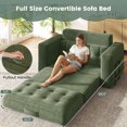thumbnail image 5 of SOBREMESA 56" Boneless Sofa Bed Convertible, Corduroy Loveseat Sleeper with 2 Pillows, Pull Out Futon Couch for Studio Apartment & Dorm, No Assembly Required, Green, 5 of 9