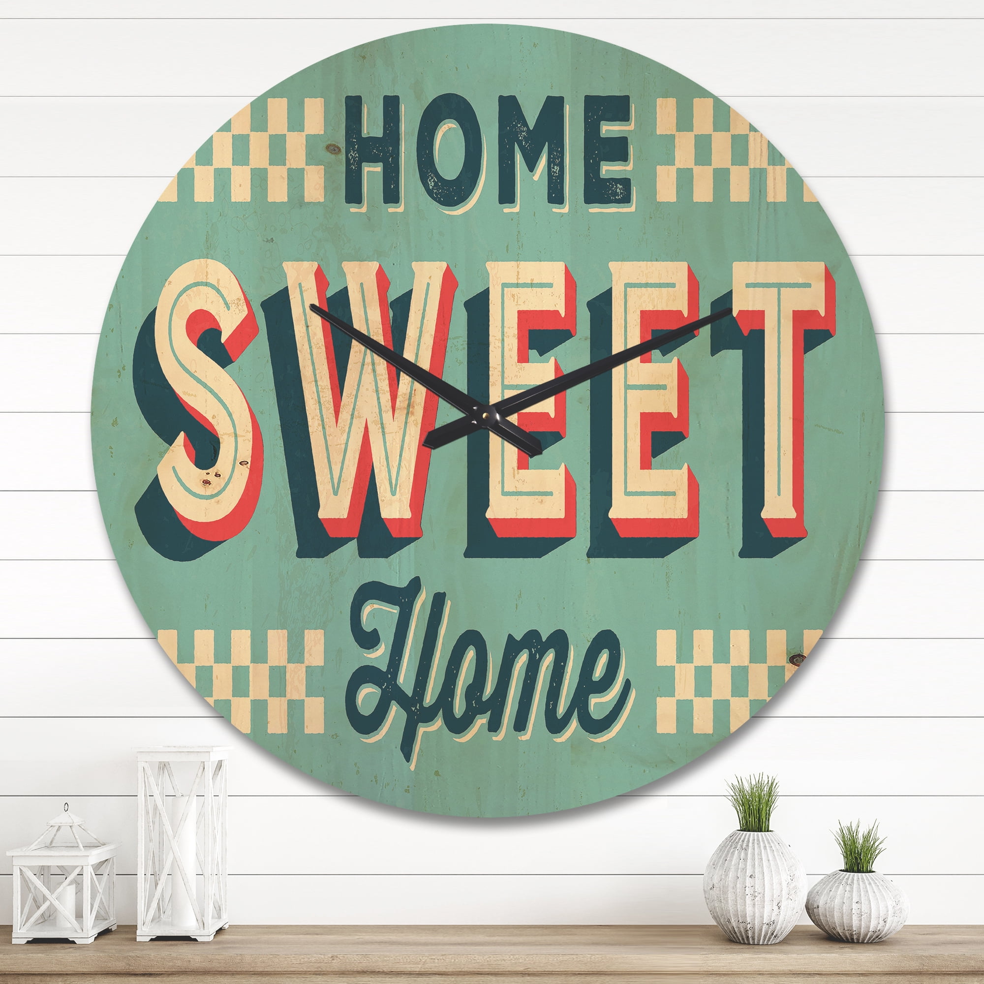 Designart 'Old Metal Style Home Sweet Home' Vintage Wood Wall Clock