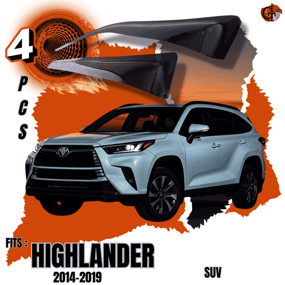 GIT Rain Guard Side Window Wind Deflector for 2014-2019 Toyota Highlander: Out-Channel, Easy Mount, Tinted Smoke Black (2014, 2015, 2016, 2017, 2018, 2019)