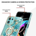 thumbnail image 3 of Allytech for Moto Edge 20 Lite/ Moto Edge 20 Fusion Case with Ring Holder Stand, Slim Shell Floral Series Bumper Anti-Scratch Shockproof Lightweight Phone Case Cover for Girls Women, Green Flower, 3 of 4