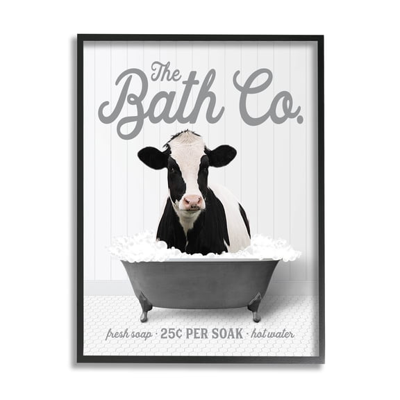 Stupell Industries Farmhouse Bathtub Bubbles Animals & Insects Painting Black Framed Art Print Wall Art, 16 x 20