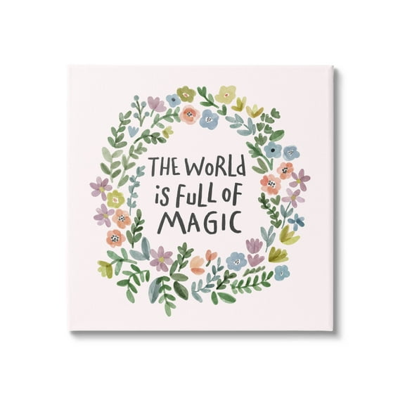 Stupell Industries World Is Full Of Magic Wreath Graphic Art Gallery Wrapped Canvas Print Wall Art, Design by Nina Muis Surface Design