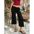 thumbnail image 5 of LMLYSoH Women’s Wide Leg Capri Pants Fold Over Waist Loose Cropped Pants, 5 of 8