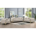 thumbnail image 7 of Pemberly Row Chair Made with Fabric & Gold Accent Legs in Light Gray, 7 of 7