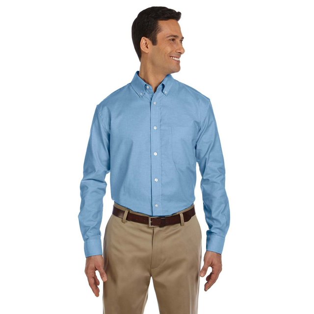 Harriton Chemise Oxford à Manches Longues pour Hommes avec Libération de Taches