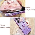 thumbnail image 3 of for Infinix Note 40 Pro Slim Case, Crystal Bling Clear Glitter Sparkle Diamond Flowers Floral Design Soft Silicone Cover with Ring Kickstand for Infinix Note 40 Pro HSF-Purple, 3 of 9