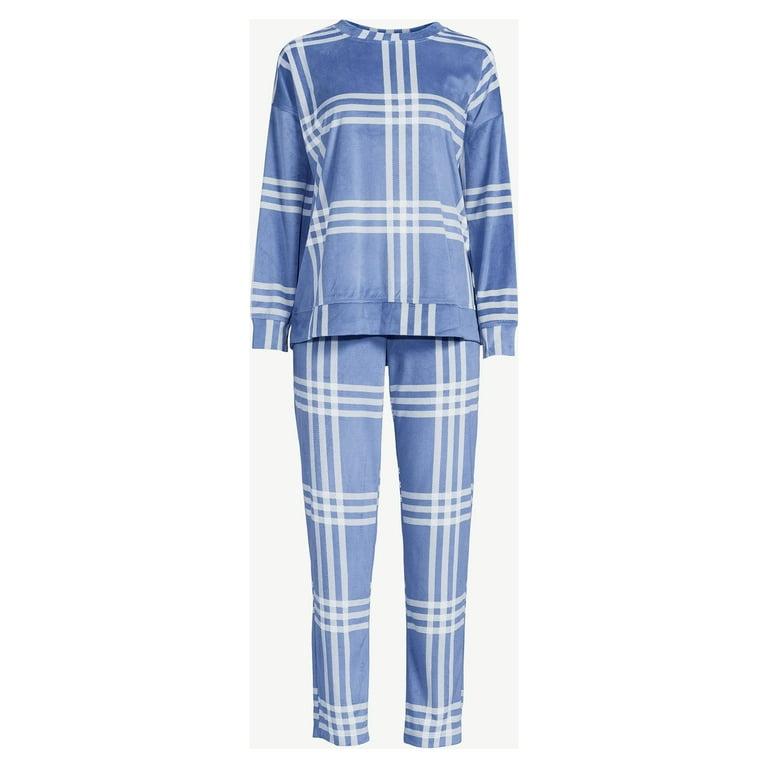 Joyspun Women's Velour Top and Sleep Pants Pajama Set, 2-Piece, Sizes S to  3X 