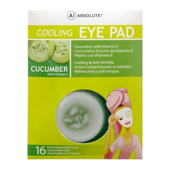 Absolute New York Cooling Eye Pad, Cucumber, 16 Ct