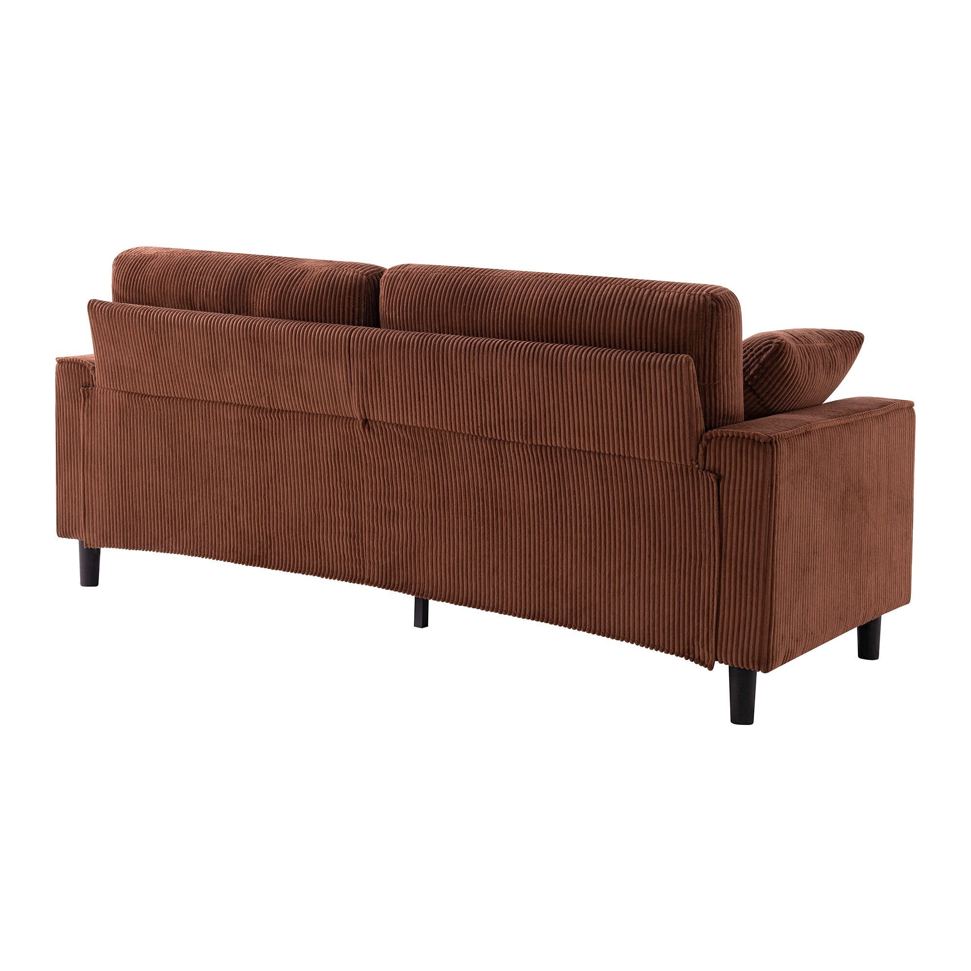 DEALTOPS 82" Corduroy Loveseat Sofa, 2-Seater Upholstered Couch with Sturdy Iron & Wood Frame, Chocolate Brown