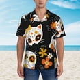 thumbnail image 4 of Bixox Men's Hawaiian Shirts Men's Cat Skulls and Flowers Print Short-Sleeve Shirt-3X-Large, 4 of 8