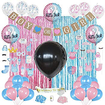baby shower garland decoration boy and girl balloons baby shower gender reveal party decoration confetti & baby foil balloon & boy or girl banner. Gender reveal party