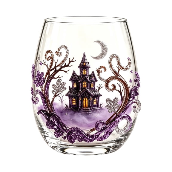Halloween Decorations Halloween Stemless Wine Glasses Drinking Glasses 15Oz Pattern Tumbler Cups Pumpkin Printed Flat Wine Glass Halloween Drinkware For Party Fall Glass&Bottle Utility