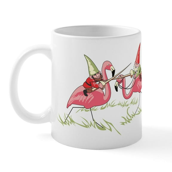 CafePress - Jousting Gnomes Mug - 11 oz Ceramic Mug - Novelty Coffee Tea Cup