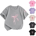thumbnail image 3 of shoper Girls Cute Christian Shirts Kids Pink Bow Shirt Jesus God Faith Tshirts Verse Graphic Tee Tops (Grey), 3 of 4