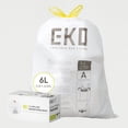 thumbnail image 1 of EKO Bolsas de Basura Tamaño A. 3-6 Litros. 80 unidades. Caja dosificación fácil. Compatible con bote de basura EKO, uso en cocina, doméstico, extrafuertes, con cordón, 1 of 5