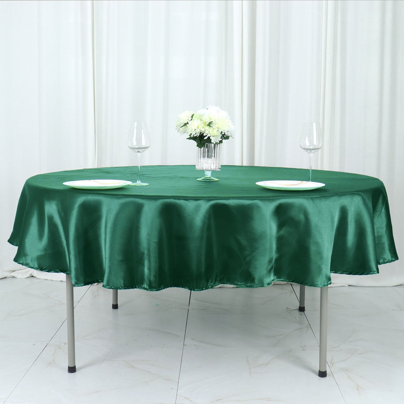 Efavormart 90" Hunter Emerald Green Wholesale Linens SATIN Round