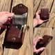 thumbnail image 4 of Cartera compacta multifuncional hecha a mano de cuero para guardar billetes con ranura para bolígrafo, tarjetero plegable minimalista delgado marrón., 4 of 7