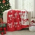 thumbnail image 4 of Bow Throw Blanket Red Christmas Blanket 50x60 inches, Ultra Soft Cozy Throw Blanket for Couch, Sofa and Bed for Christmas, 4 of 5
